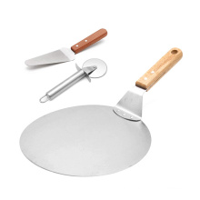 10 Inch Round Stainless Steel Pizza Peel Kit with Wood Handle, Pizza Paddle for Baking Homemade Pizza Bread